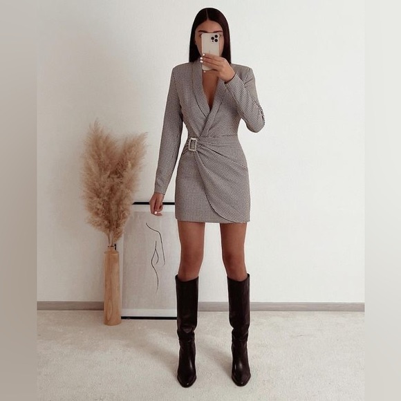 zara grey blazer dress | Dresses | Zara Plaid blazer